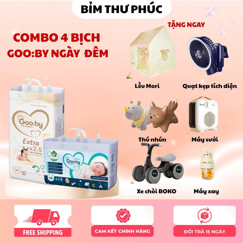 [COMBO 4B] Tã Bỉm GOOBY EXTRA & GOOBY PREMIUM Cải Tiến Mềm Mỏng Thấm Hút Tốt Dung Tích 1.3L Hạt SAP Cao Cấp Công Nghệ Lock-tech Chống Thấm Ngược Gấp 3 Lần