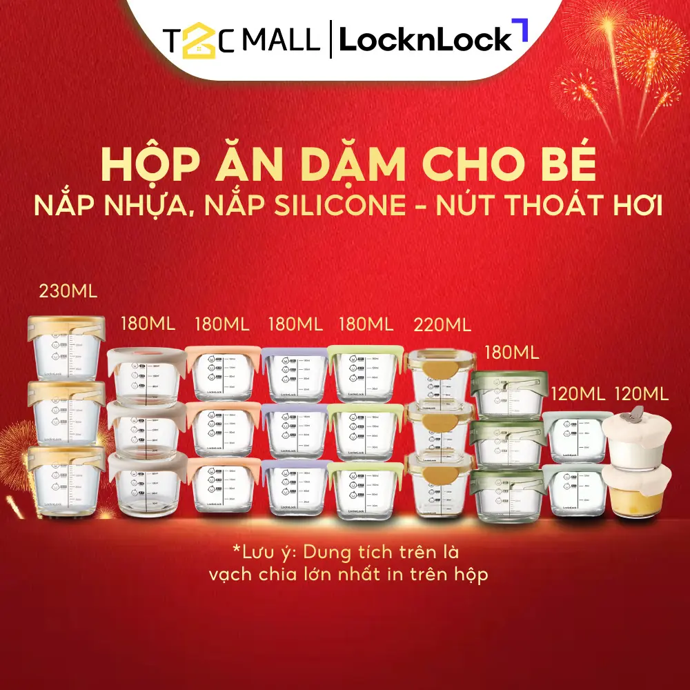 Hộp Thủy Tinh LocknLock Đựng Thức Ăn Dặm Cho Bé 120ml / 180ml / 230ml