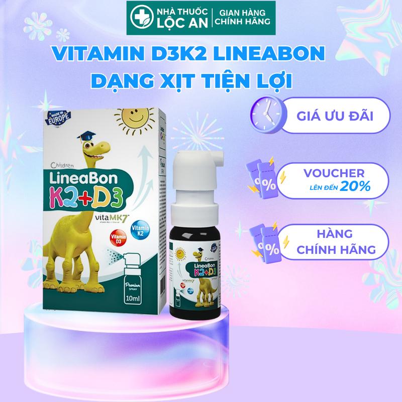 Lineabon xịt, Vitamin D3K2 Lineabon Spray, LineaBon K2 D3 Dạng Xịt, Lineabon xịt tiện lợi cho bé, có tích điểm chính hãng